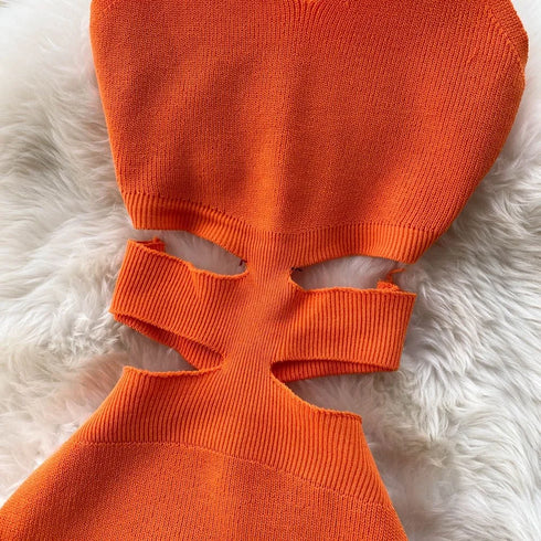 Elegant Summer Bodycon Dress with Cut Out Waist and Split Design for Women